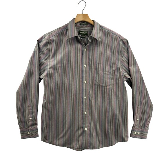 Eddie Bauer Other - Eddie Bauer Men Long Sleeve Button Down Shirt Wrinkle Resistant Striped Cotton L